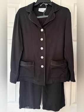 Sleeper Black Viscose Silk Loungewear Set XS Minimalist Pajamas